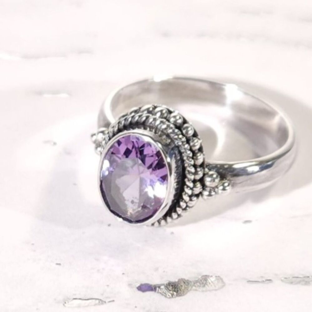 Simulated Amethyst Ring Size 6-1/2